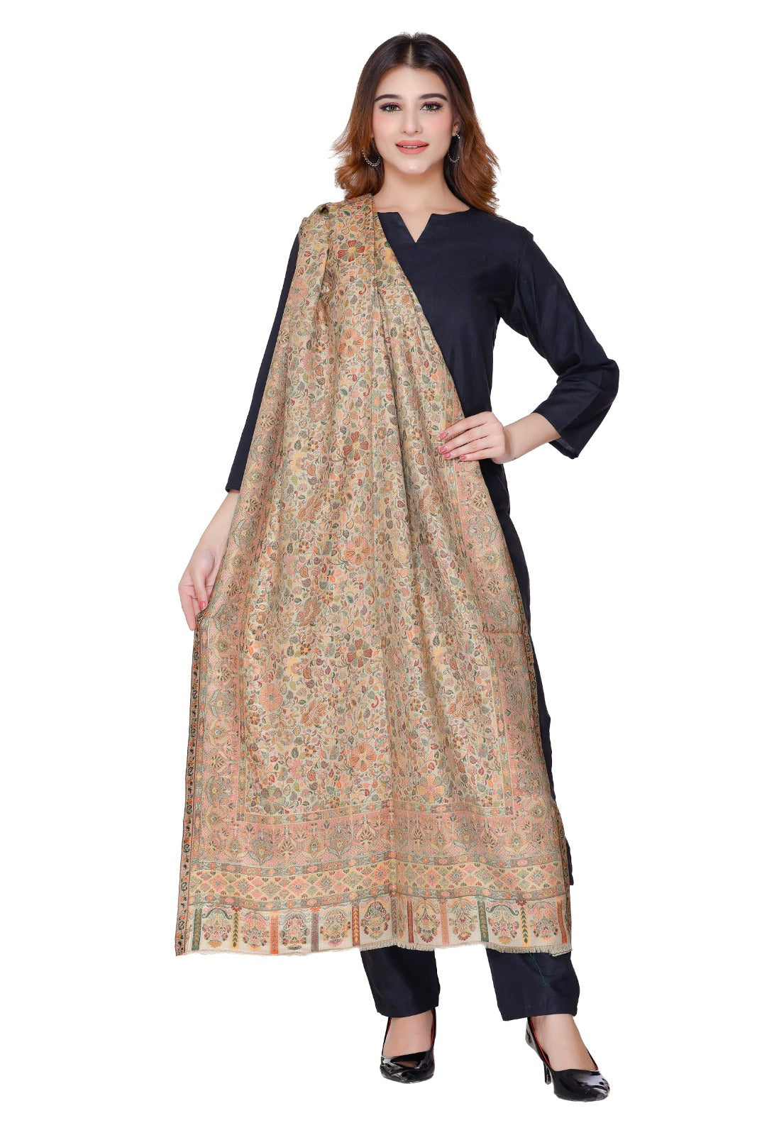GOLDN ZARI SHAWLS (BEIGE) - Image 2