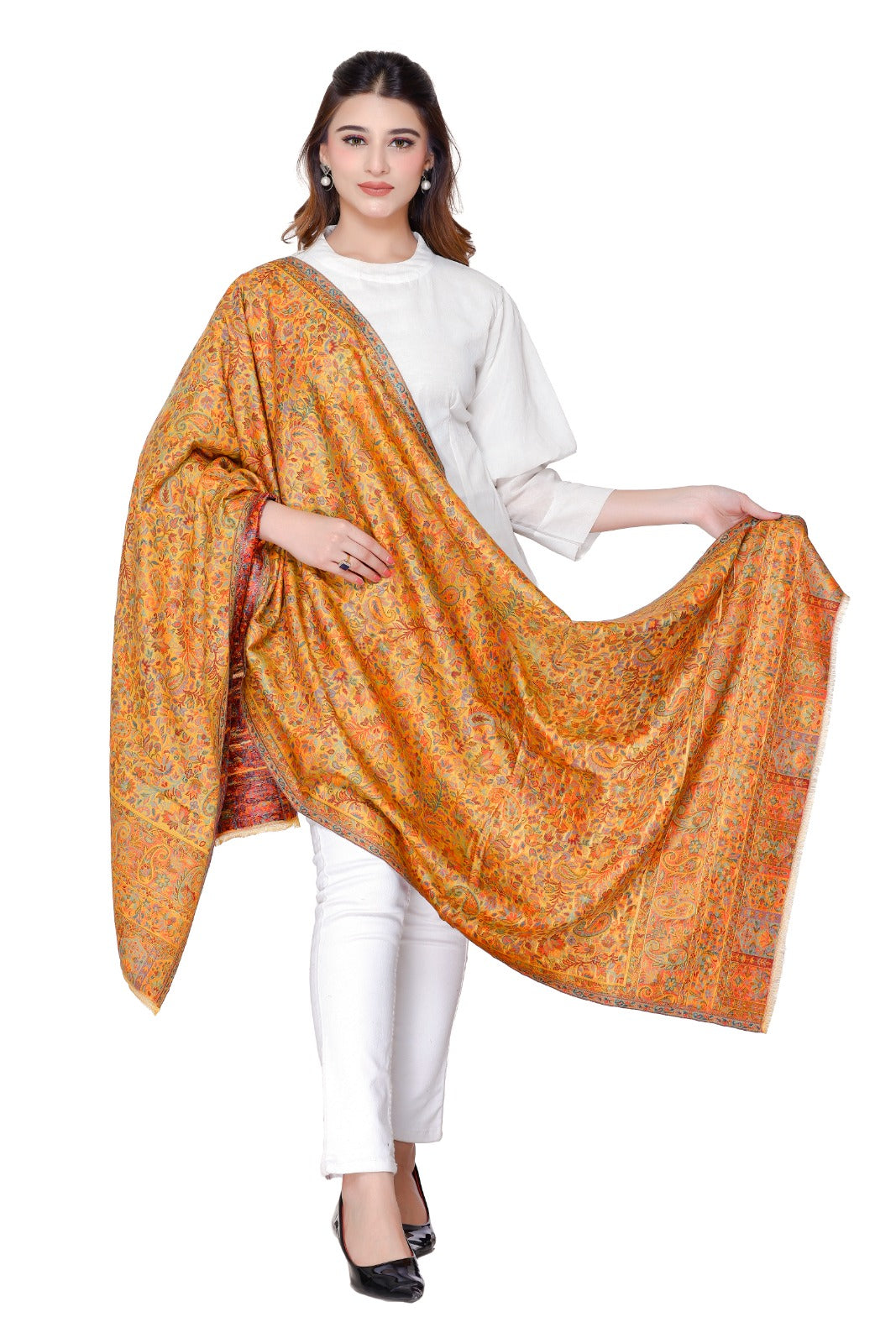 GOLDN ZARI SHAWLS (MUSTARD)