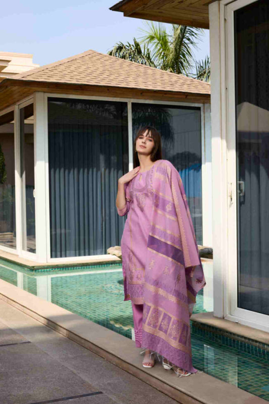 بدلة TOOSH MODA النسائية من قماش الجاكار غير المخيط مع وشاح Chanderi Dupatta