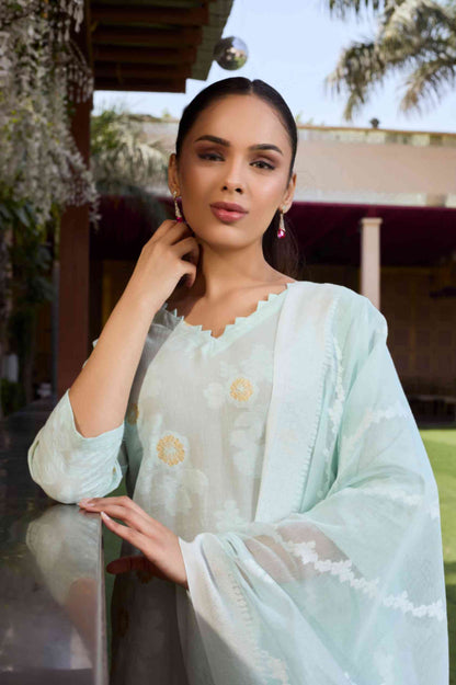 Unstitch Jacquard Suits With Chanderi Dupatta