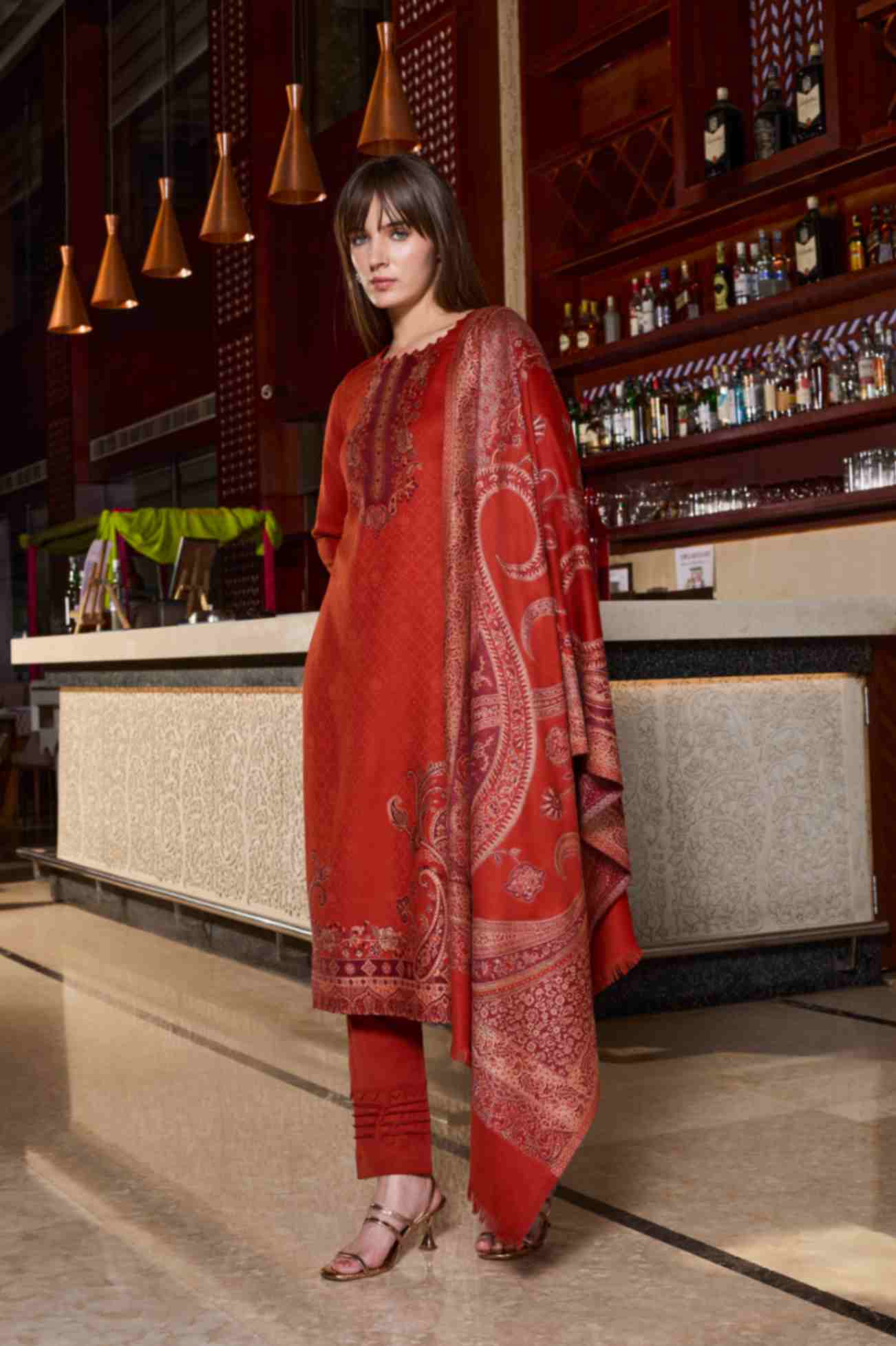 Unstitch Jacquard Winter Wear Suit With Acrowool Stole