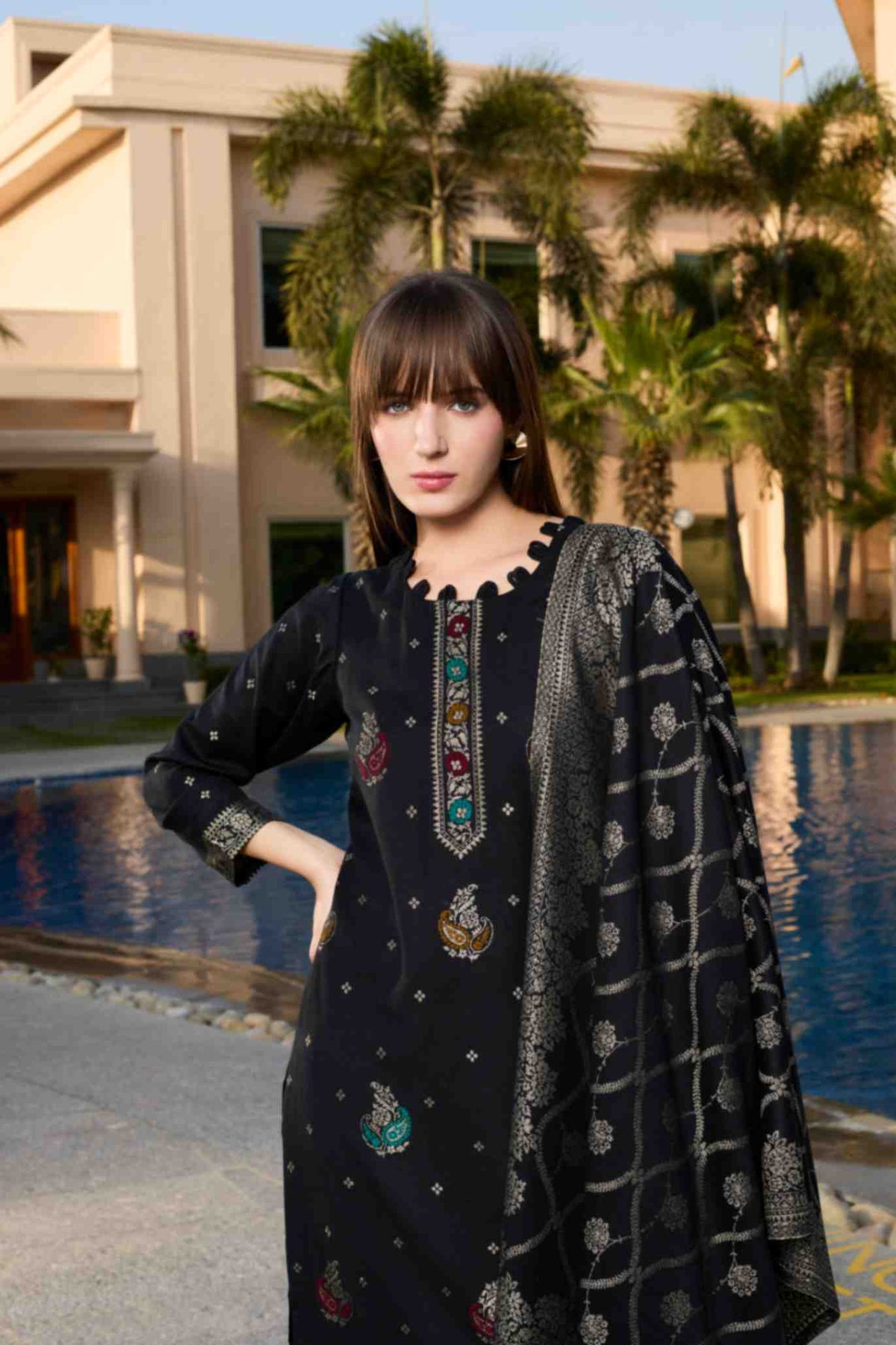 Unstitch Jacquard Winter Wear Suit With Acrowool Stole – Toosh Moda