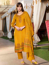 بدلة نسائية شتوية من قماش الجاكار غير المخيط من TOOSH MODA مع سترة من الصوف الأكرو - Thumbnail 1