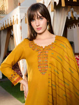 بدلة نسائية شتوية من قماش الجاكار غير المخيط من TOOSH MODA مع سترة من الصوف الأكرو - Thumbnail 2