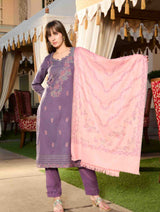 بدلة نسائية شتوية من قماش الجاكار غير المخيط من TOOSH MODA مع سترة من الصوف الأكرو - Thumbnail 2