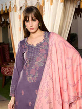 بدلة نسائية شتوية من قماش الجاكار غير المخيط من TOOSH MODA مع سترة من الصوف الأكرو - Thumbnail 3