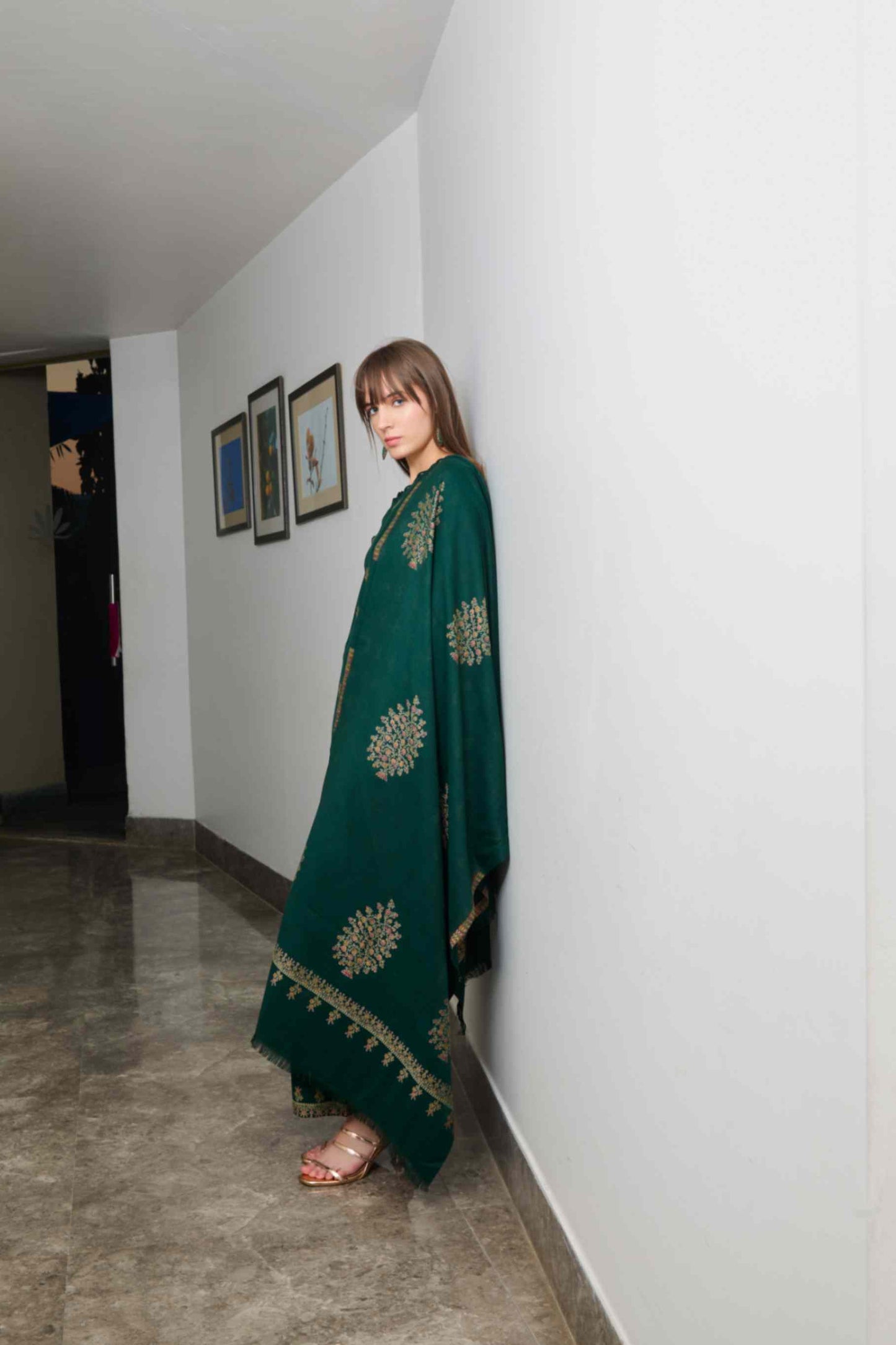 Women's Unstitch Jacquard Winter Wear Suit With Acrowool Stole