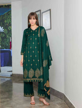 Women's Unstitch Jacquard Winter Wear Suit With Acrowool Stole - Thumbnail 2