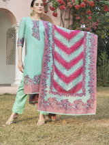 بدلة TOOSH MODA النسائية من قماش الجاكار غير المخيط مع وشاح Chanderi Dupatta  - Thumbnail 1