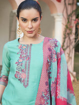 بدلة TOOSH MODA النسائية من قماش الجاكار غير المخيط مع وشاح Chanderi Dupatta  - Thumbnail 2