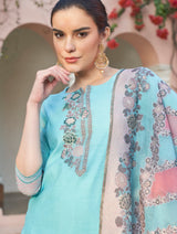 بدلة TOOSH MODA النسائية من قماش الجاكار غير المخيط مع وشاح Chanderi Dupatta  - Thumbnail 2