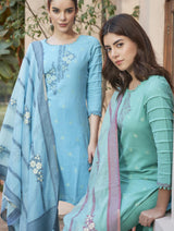 Women's Unstitch Jacquard Suits With Chanderi Dupatta - Thumbnail 2