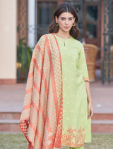 بدلة TOOSH MODA النسائية من قماش الجاكار غير المخيط مع وشاح Chanderi Dupatta  - Thumbnail 2